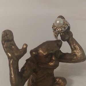 925 Faux Pearl Silver and Gold ring 8